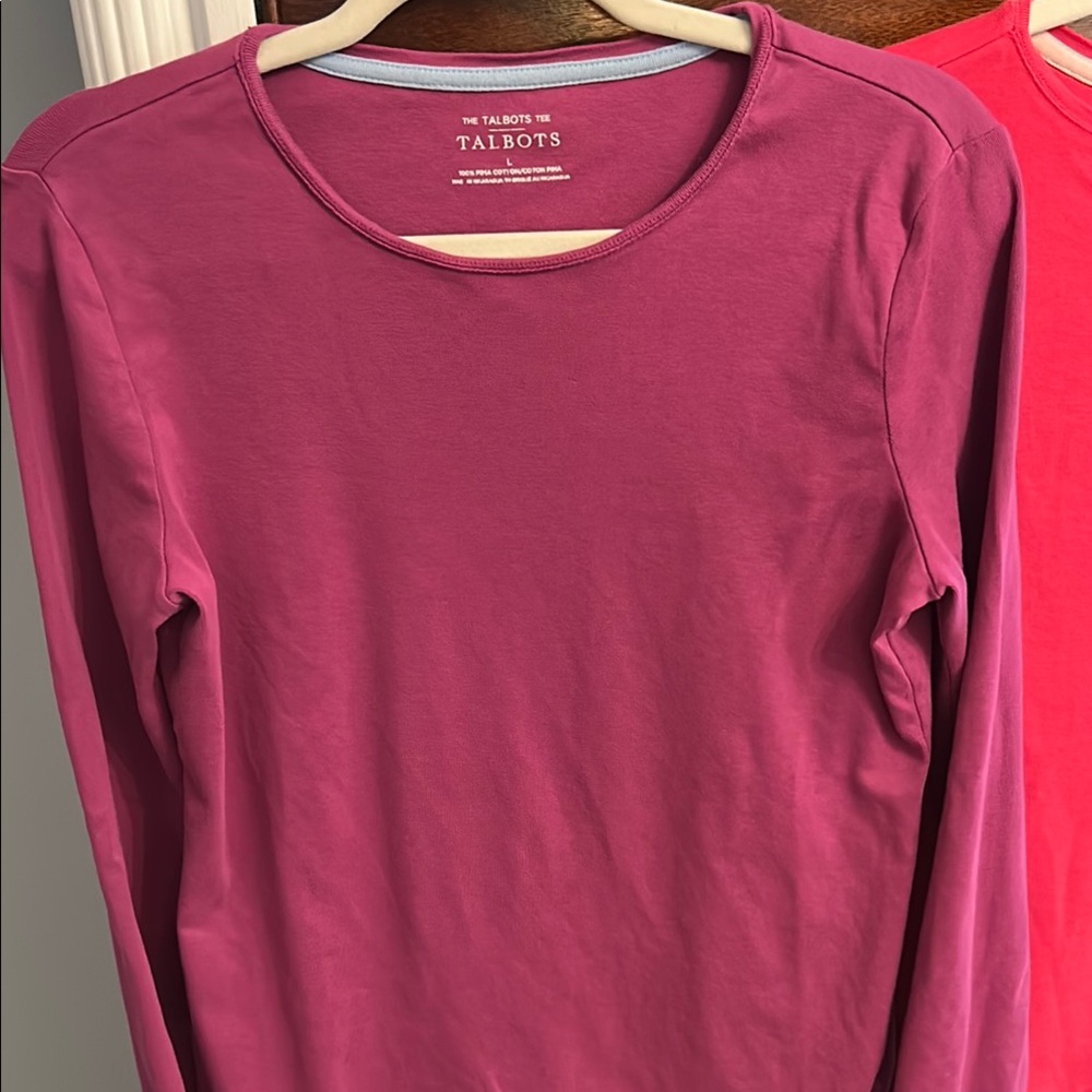 Talbots Purple and Pink 3/4 Sleeve Relaxed T-Shirts - Picture 3 of 3
